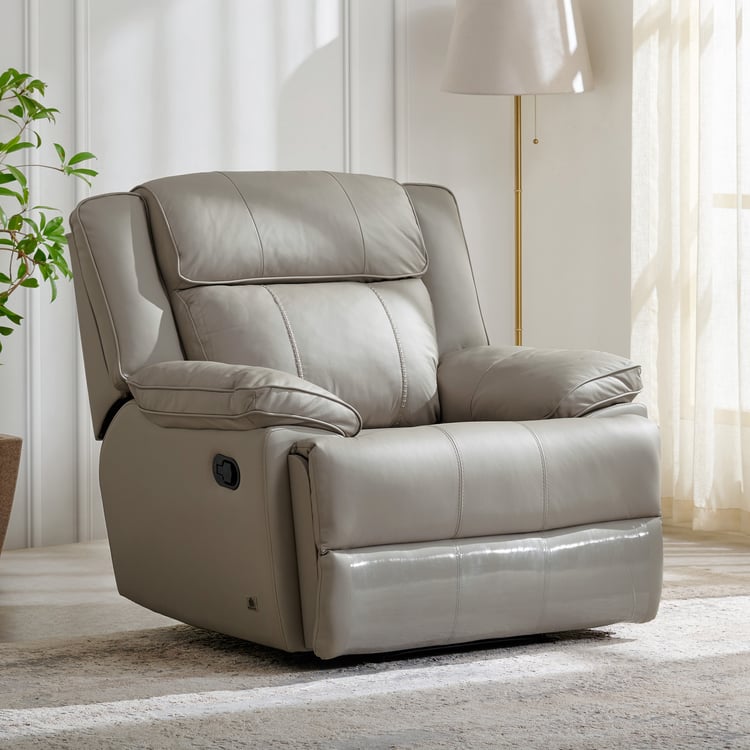 Torino Half Leather 1-Seater Recliner - Grey