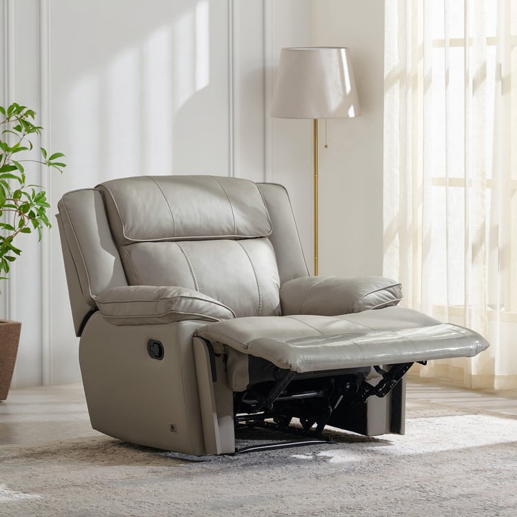 Torino Half Leather 1-Seater Recliner - Grey