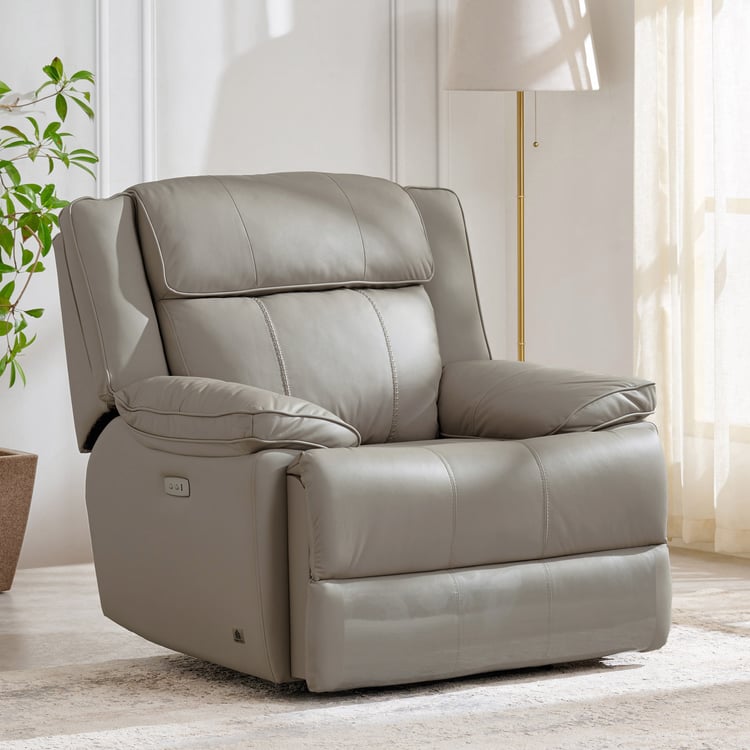 Torino Half Leather 1-Seater Electric Recliner - Grey
