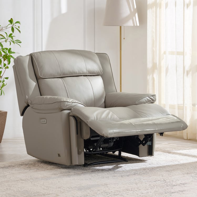 Torino Half Leather 1-Seater Electric Recliner - Grey