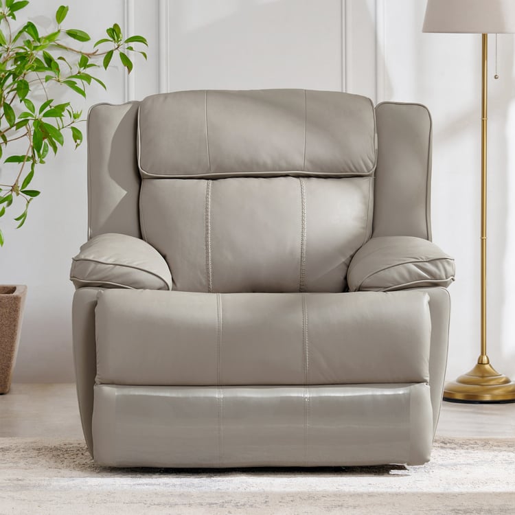 Torino Half Leather 1-Seater Electric Recliner - Grey