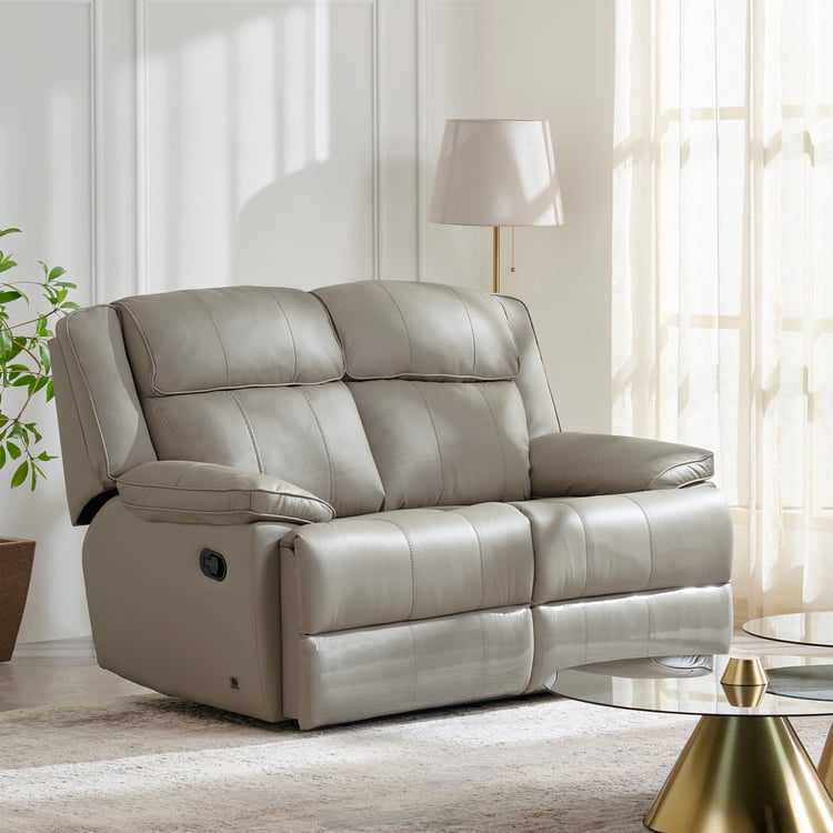 Torino Half Leather 2-Seater Recliner - Grey
