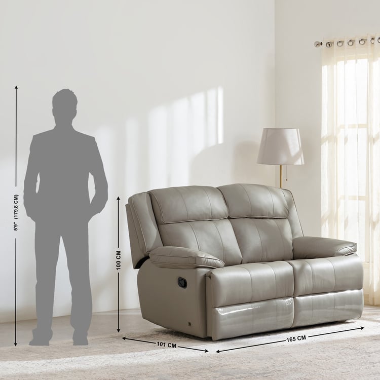 Torino Half Leather 2-Seater Recliner - Grey