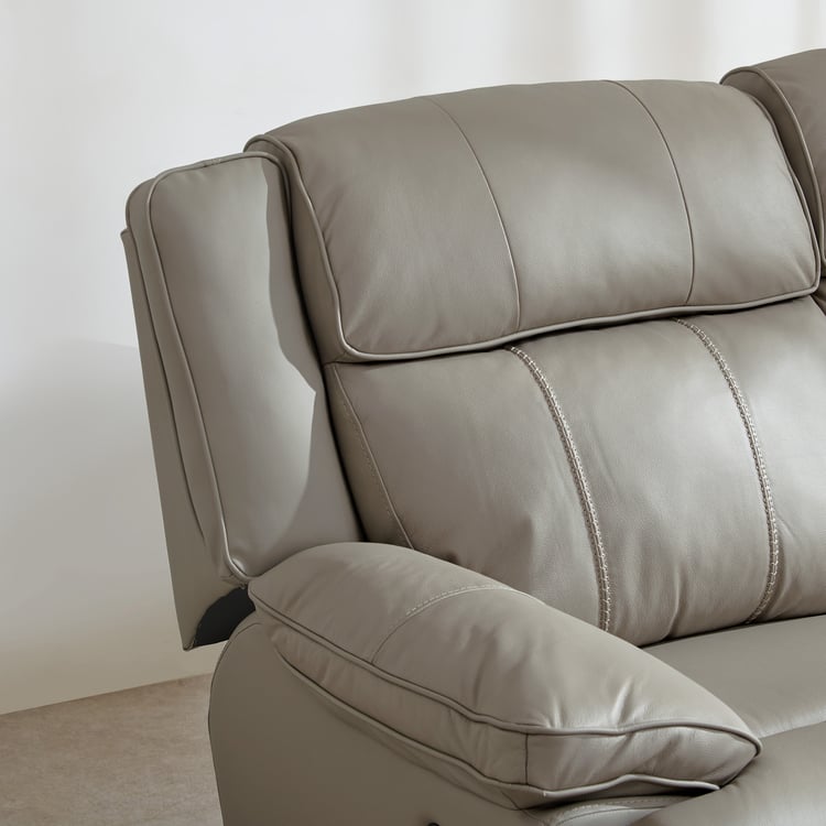 Torino Half Leather 3-Seater Recliner - Grey