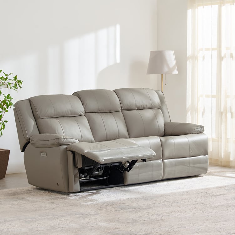 Torino Half Leather 3-Seater Electric Recliner - Grey