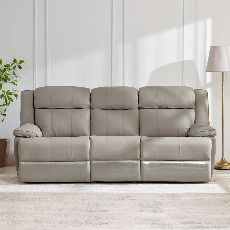 Torino Half Leather 3-Seater Electric Recliner - Grey