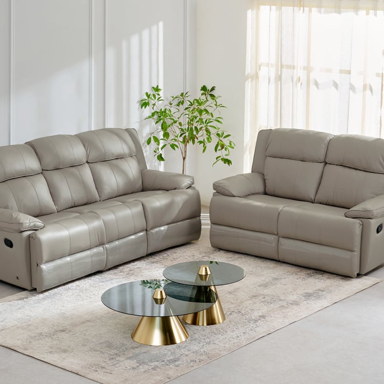Torino Half Leather 3+2 Seater Recliner Set - Grey