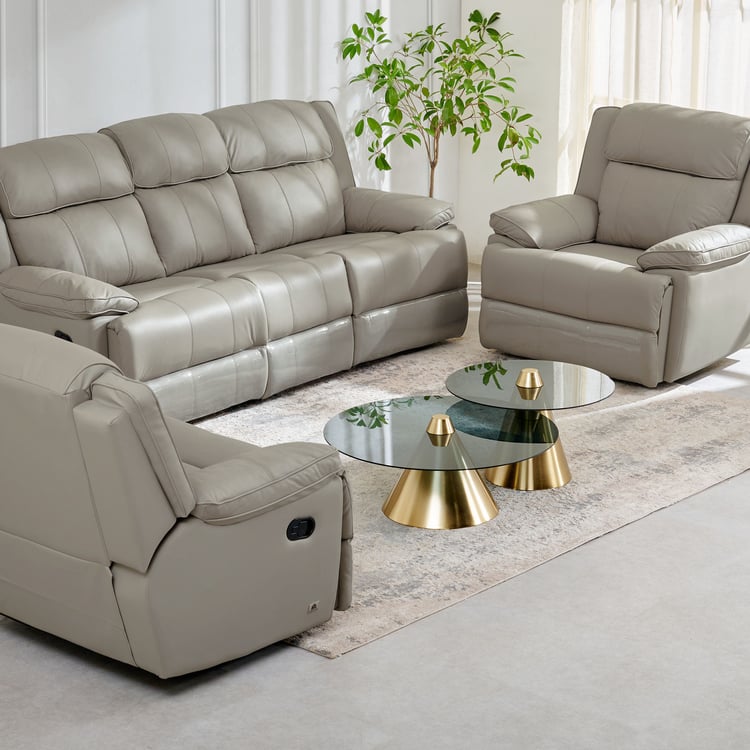 Torino Half Leather 3+1+1 Seater Recliner Set - Grey