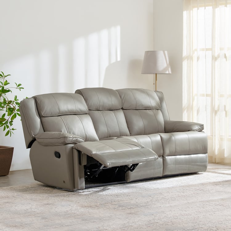 Torino Half Leather 3+1+1 Seater Recliner Set - Grey