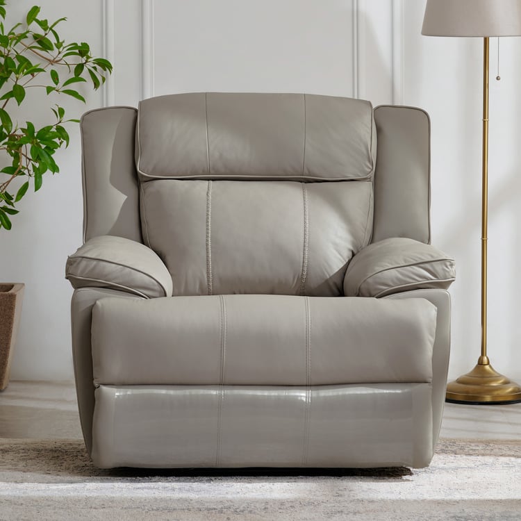 Torino Half Leather 3+1+1 Seater Recliner Set - Grey