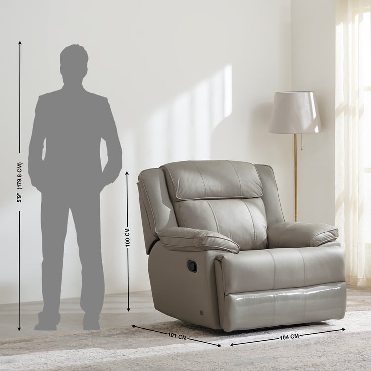 Torino Half Leather 3+1+1 Seater Recliner Set - Grey