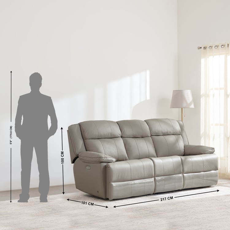 Torino Half Leather 3+2+1 Seater Electric Recliner Set - Grey