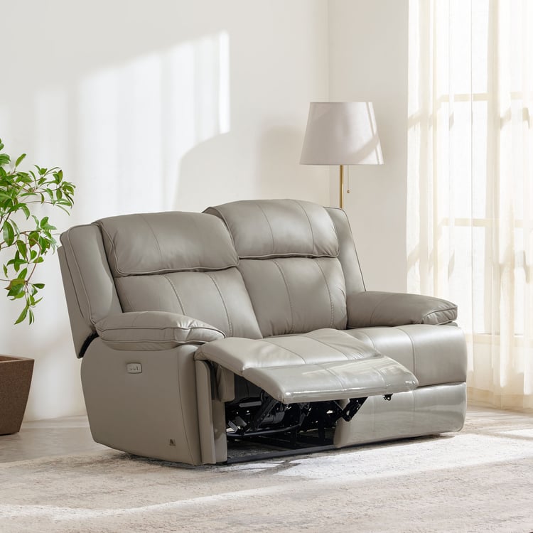 Torino Half Leather 3+2 Seater Electric Recliner Set - Grey