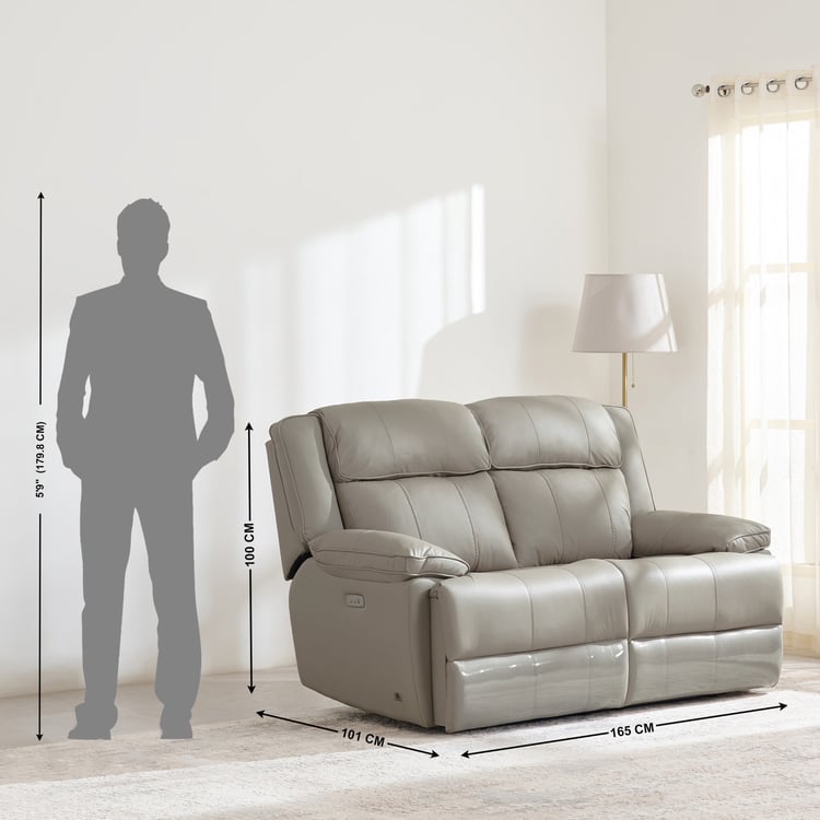 Torino Half Leather 3+2 Seater Electric Recliner Set - Grey