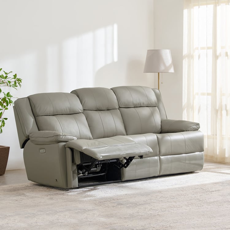 Torino Half Leather 3+1+1 Seater Electric Recliner Set - Grey