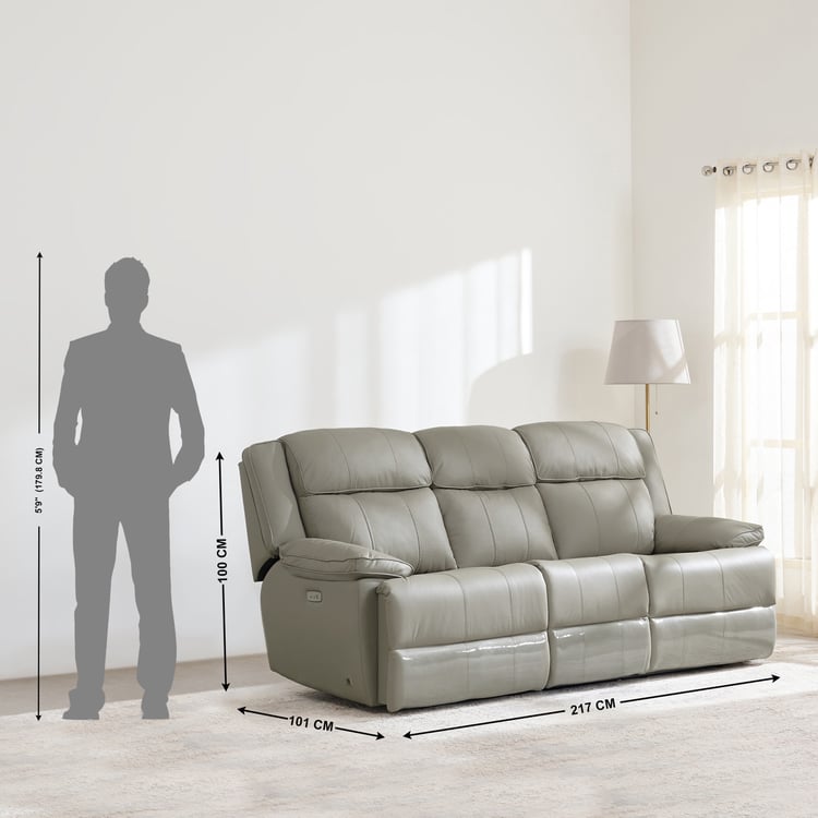 Torino Half Leather 3+1+1 Seater Electric Recliner Set - Grey