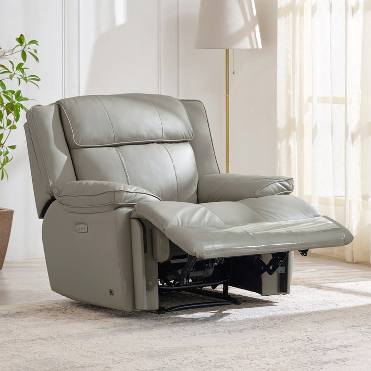 Torino Half Leather 3+1+1 Seater Electric Recliner Set - Grey