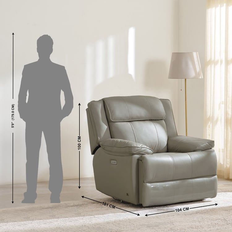 Torino Half Leather 3+1+1 Seater Electric Recliner Set - Grey