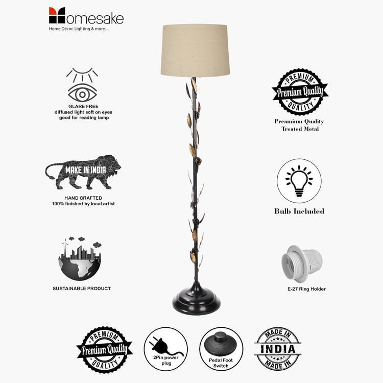 HOMESAKE Metal Floral Floor Lamp