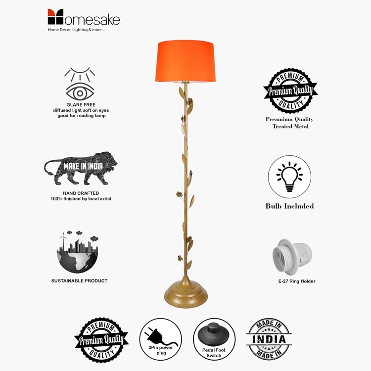 HOMESAKE Metal Floral Floor Lamp