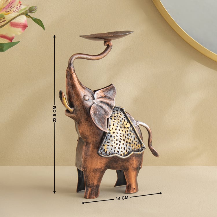 Corsica Mystic India Metal Elephant T-Light Holder - Small