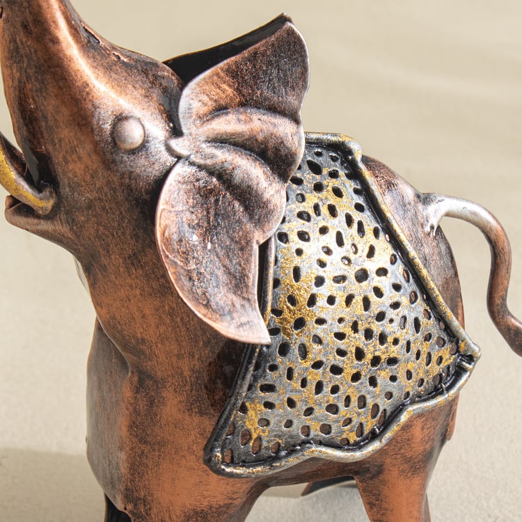 Corsica Mystic India Metal Elephant T-Light Holder - Small
