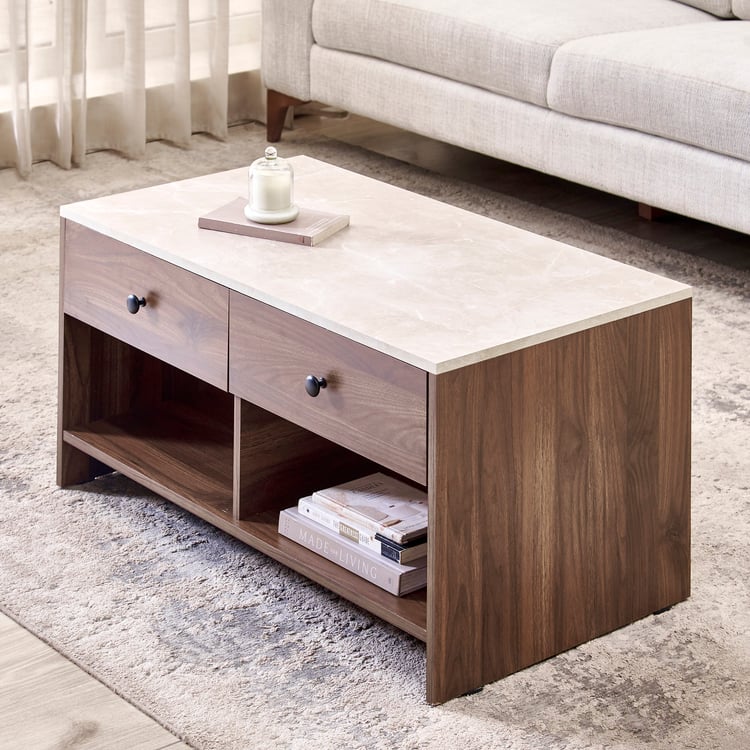 Helios Addison Coffee Table with Drawers - Brown