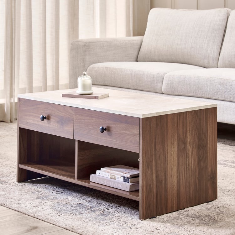 Helios Addison Coffee Table with Drawers - Brown