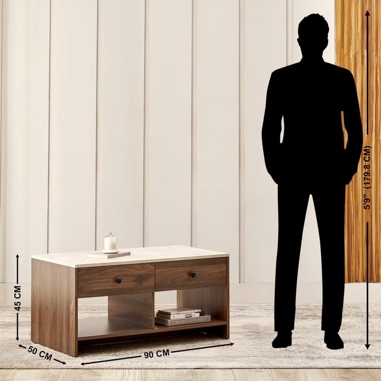 Helios Addison Coffee Table with Drawers - Brown