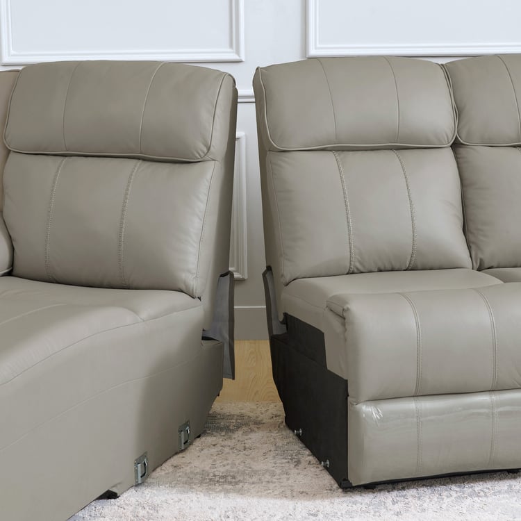 Torino Half Leather 3-Seater Left Corner Recliner with Chaise - Grey