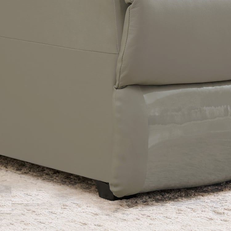 Torino Half Leather 3-Seater Left Corner Recliner with Chaise - Grey