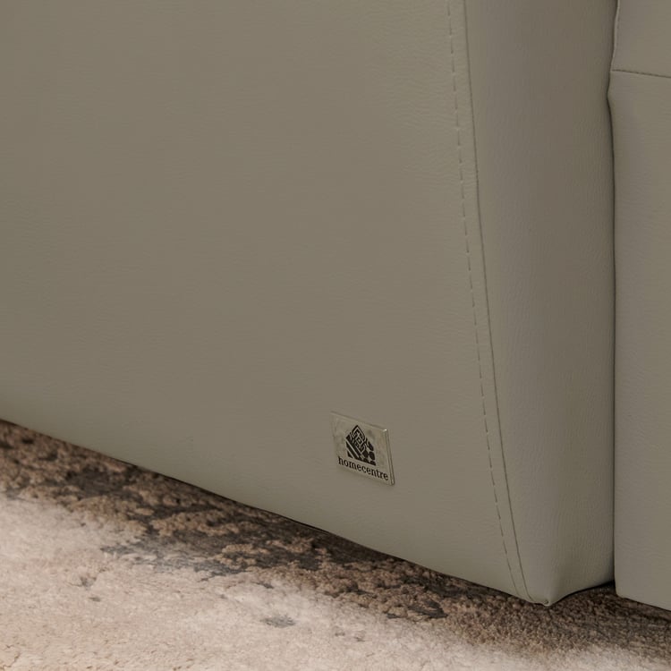 Torino Half Leather 3-Seater Left Corner Recliner with Chaise - Grey