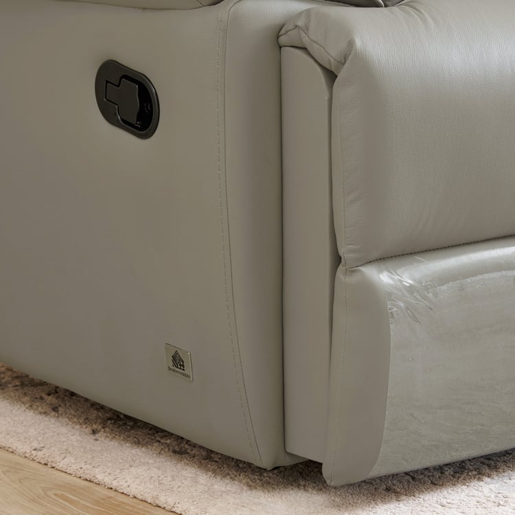 Torino Half Leather 3-Seater Right Corner Recliner with Chaise - Grey