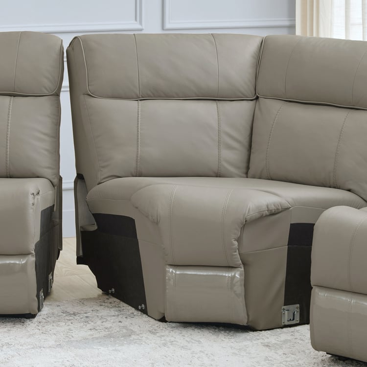 Torino Half Leather 6-Seater Corner Recliner - Grey