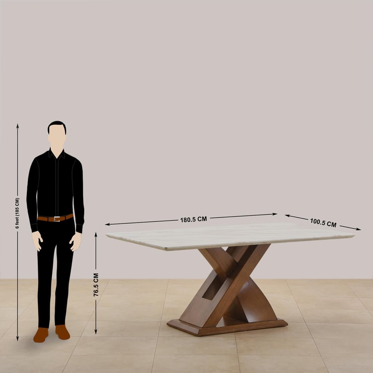 Prince NXT Faux Marble Top 6-Seater Dining Set with Chairs - White