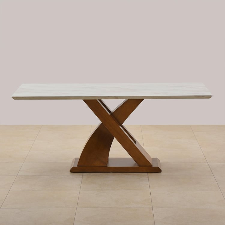 Prince NXT Faux Marble Top 6-Seater Dining Set with Chairs - White