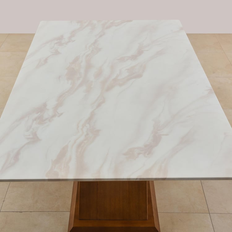 Prince NXT Faux Marble Top 6-Seater Dining Set with Chairs - White