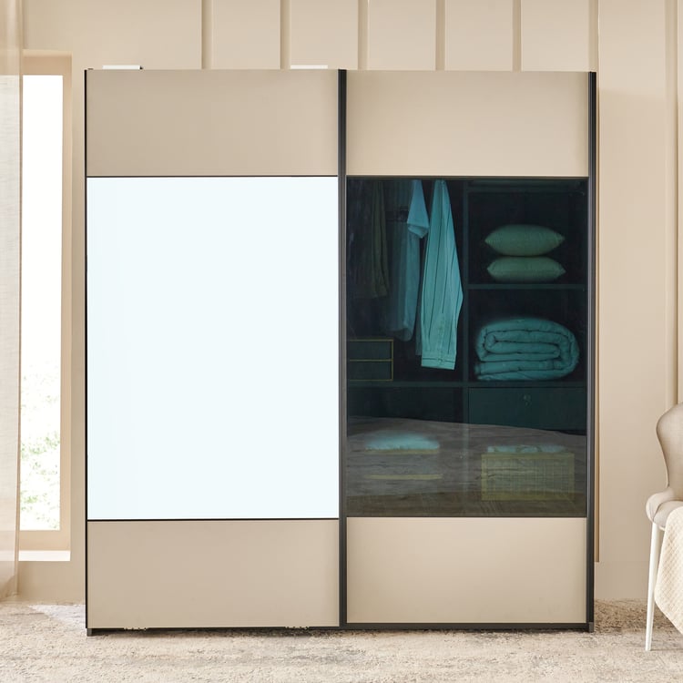 Tiffany 2-Door Sliding Wardrobe with Mirror - Grey