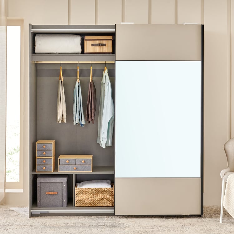 Tiffany 2-Door Sliding Wardrobe with Mirror - Grey