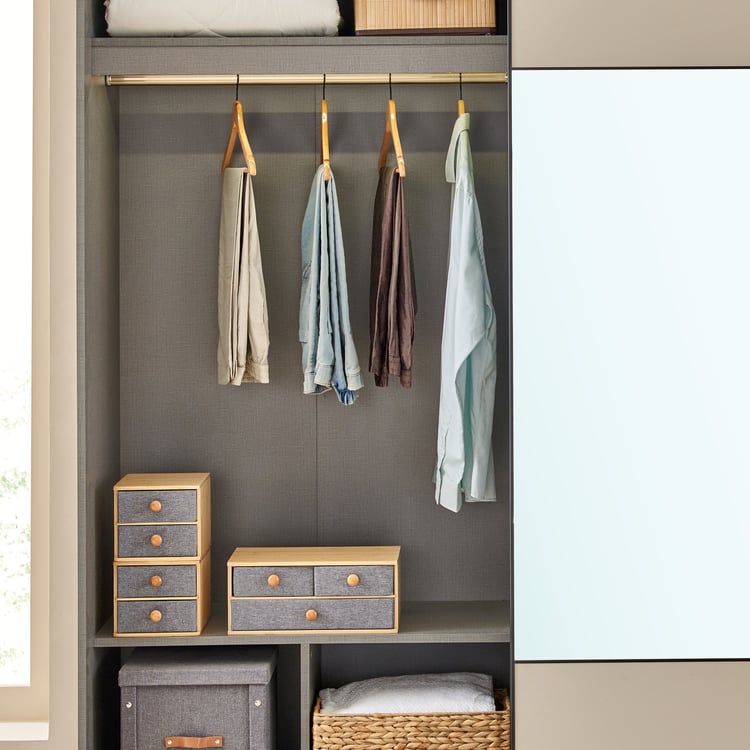 Tiffany 2-Door Sliding Wardrobe with Mirror - Grey