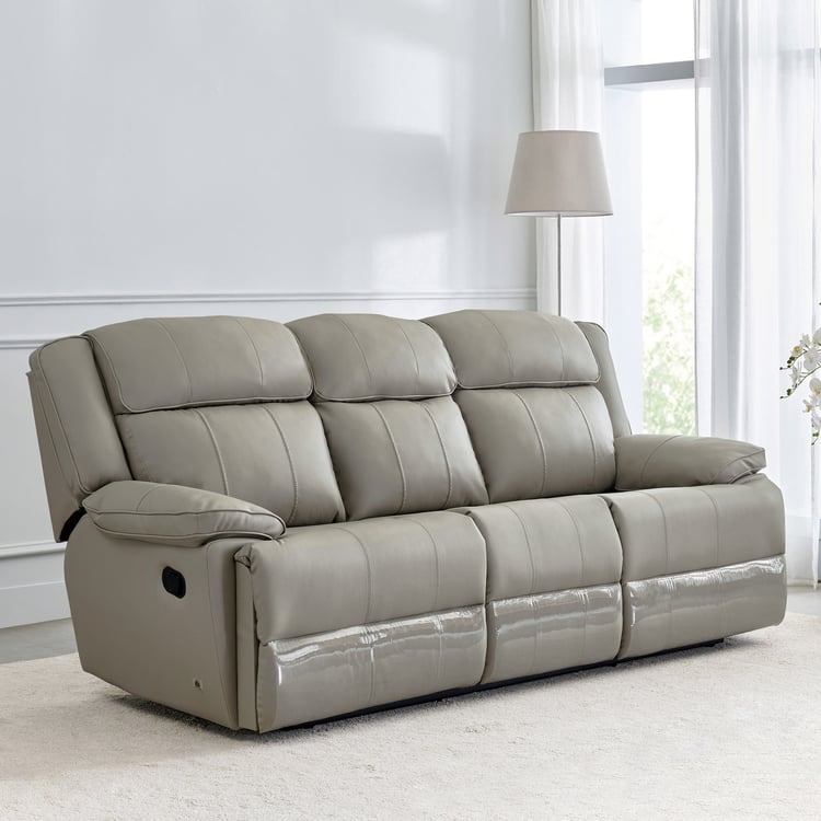 Torino Faux Leather 3-Seater Recliner - Grey