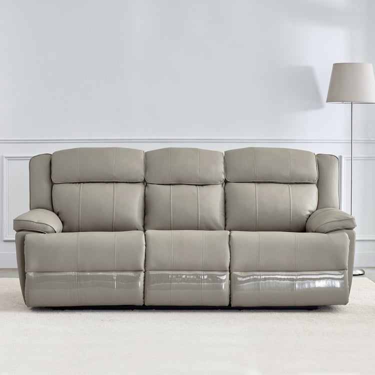Torino Faux Leather 3-Seater Recliner - Grey
