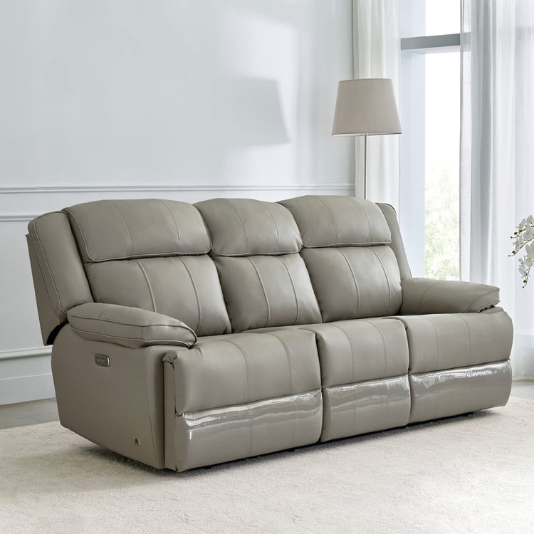 Torino Faux Leather 3-Seater Electric Recliner - Grey