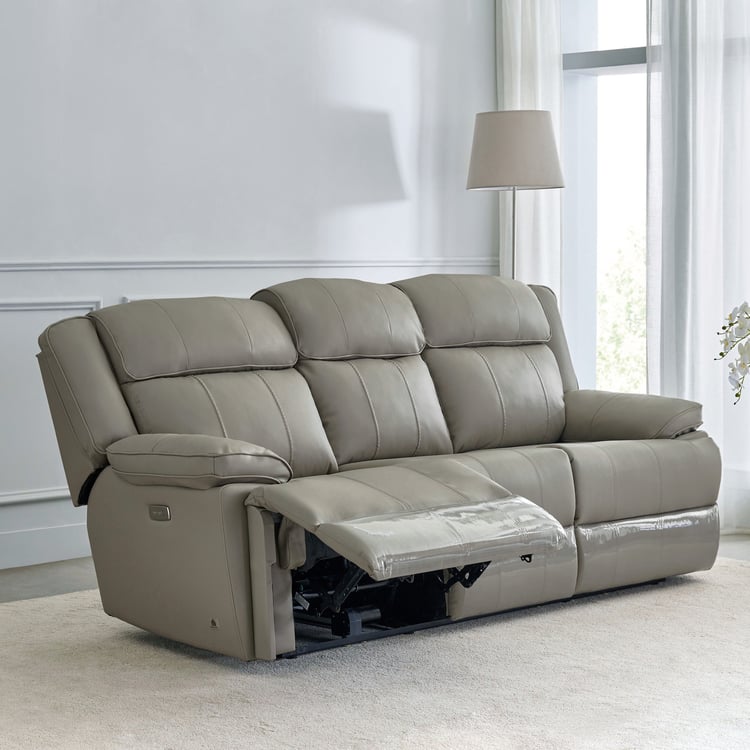 Torino Faux Leather 3-Seater Electric Recliner - Grey