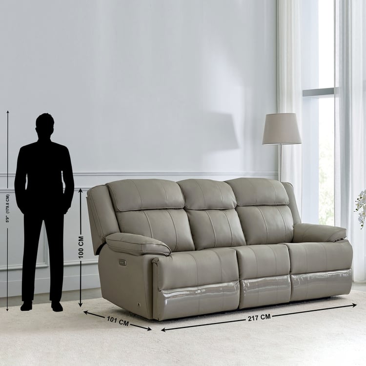 Torino Faux Leather 3-Seater Electric Recliner - Grey