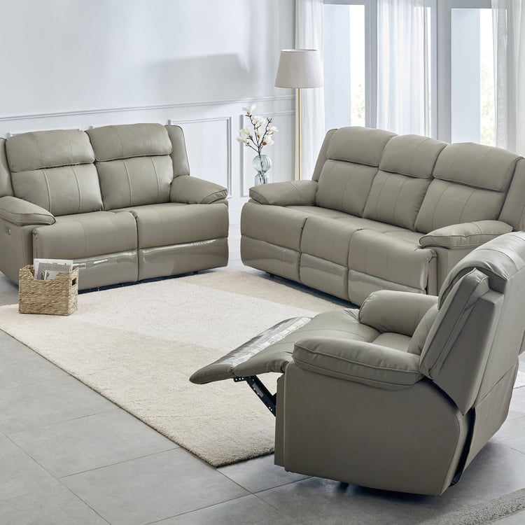 Torino Faux Leather 3+2+1 Seater Electric Recliner - Grey