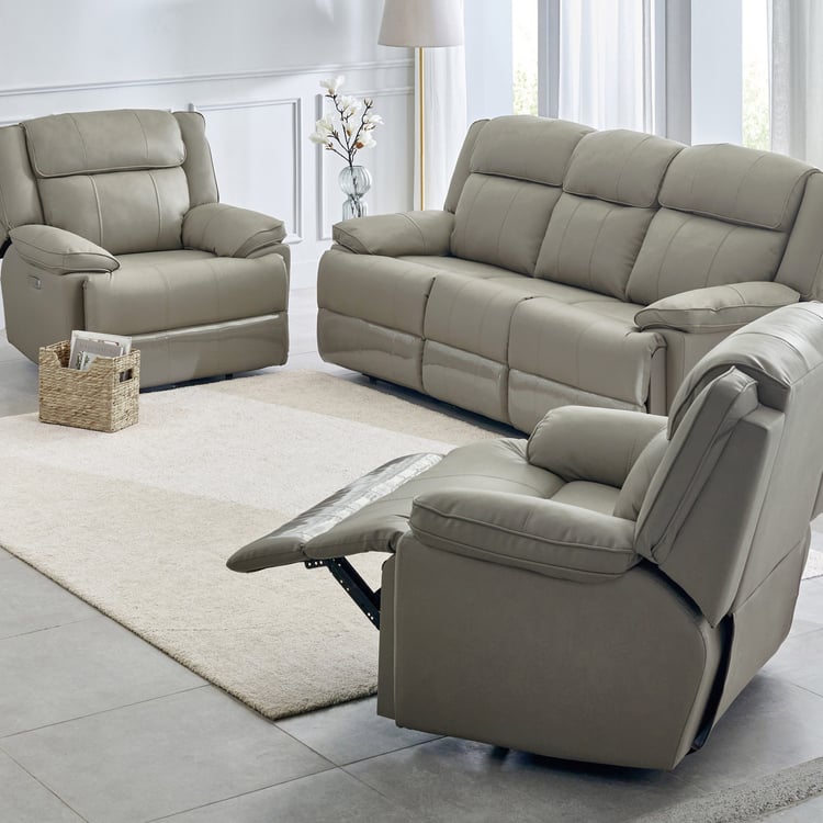 Torino Faux Leather 3+1+1 Seater Electric Recliner - Grey