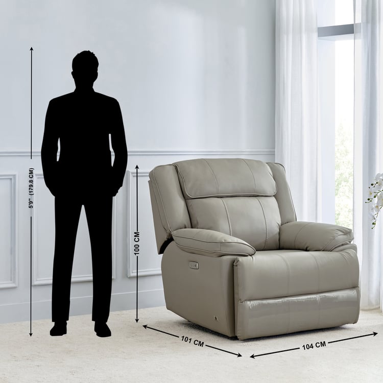 Torino Faux Leather 3+1+1 Seater Electric Recliner - Grey