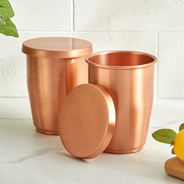 Infinity Cuivre Set of 2 Copper Tumbler with Lid - 300ml