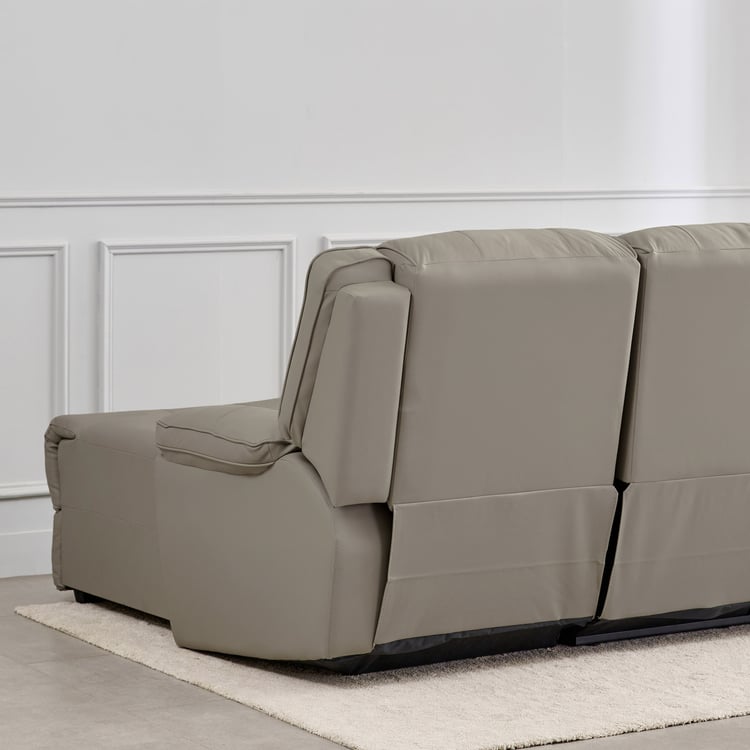 Torino Half Leather 3-Seater Electric Recliner with Right Chaise - Grey